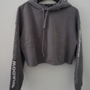 Shadow Hill Gray Cropped Hoodie Sport Sweatshirt